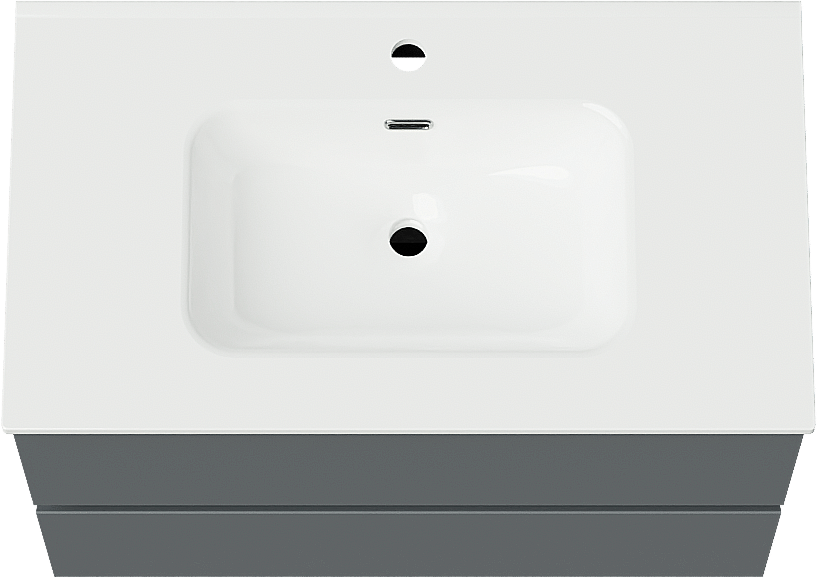 Linie Lado meuble salle de bains suspendu 80 x 46 cm bleu anthracite avec Baro plan simple en porcelaine blanc brillant