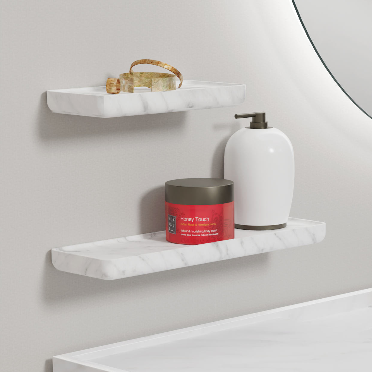 Balmani Tray Wandregal Carrara-Marmor 40 x 12 cm