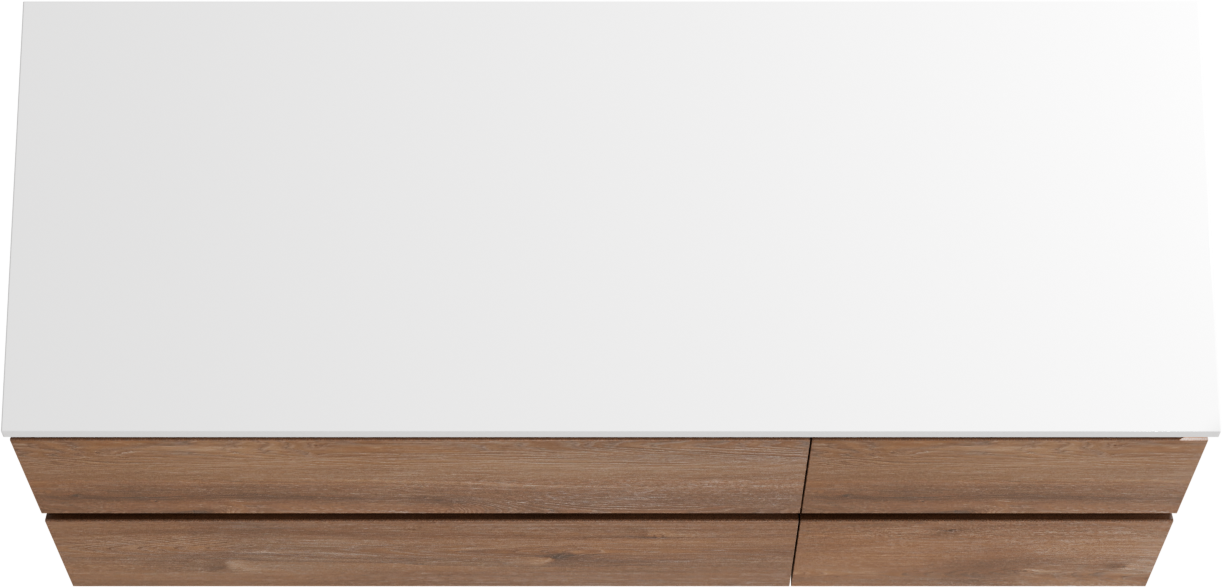 Linie Lado meuble salle de bains suspendu 120 x 46 cm chêne brun avec Lado tablette double en marbre composite blanc mat