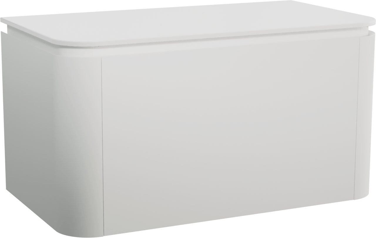 Balmani Moon meuble salle de bains suspendu 100 x 55 cm blanc mat avec Moon tablette simple en solid surface blanc mat