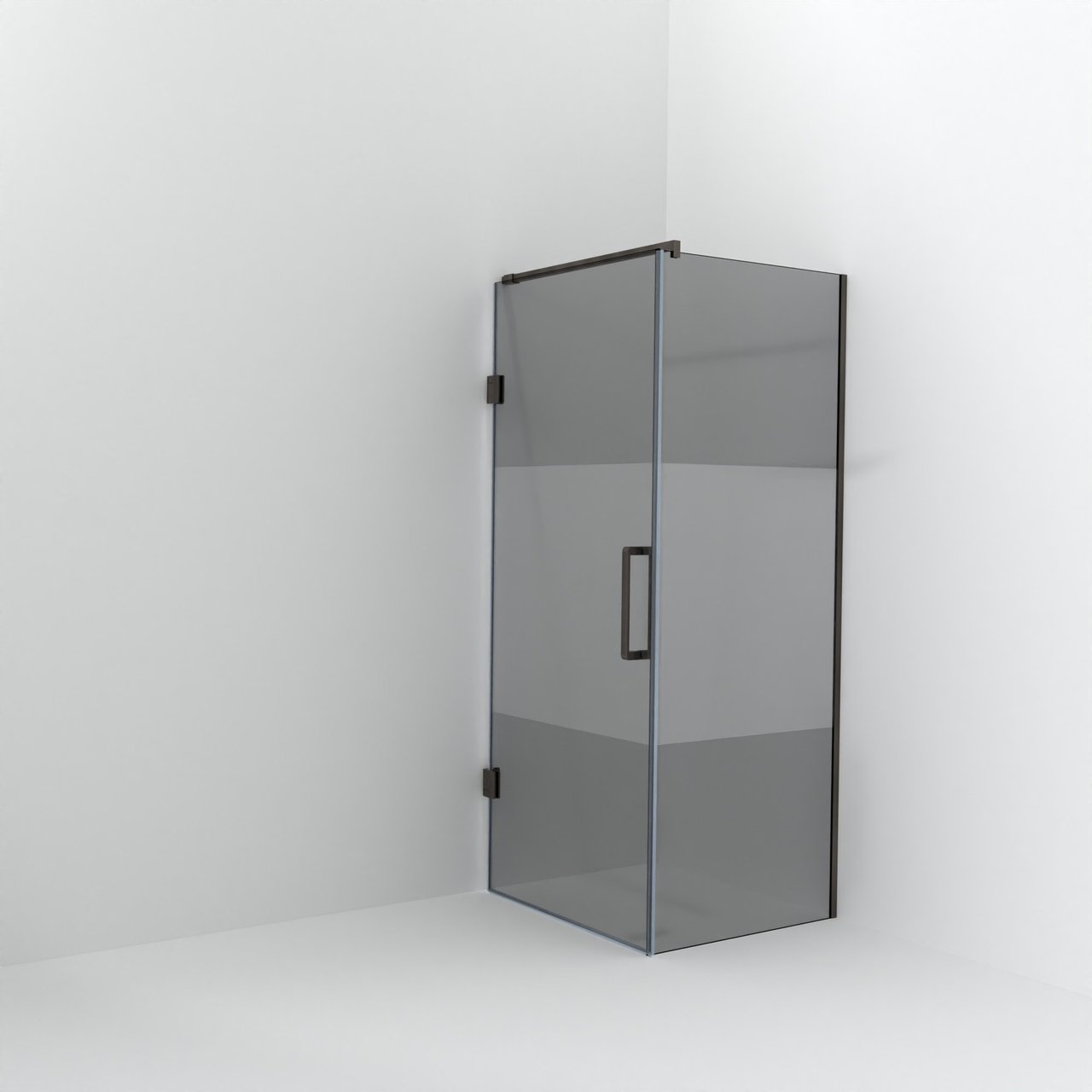 Balmani Modular inloopdouche met deur: 80 x 200 cm met deur 90 cm, Rookglas met matte strook met coating, Brushed GunMetal profielen