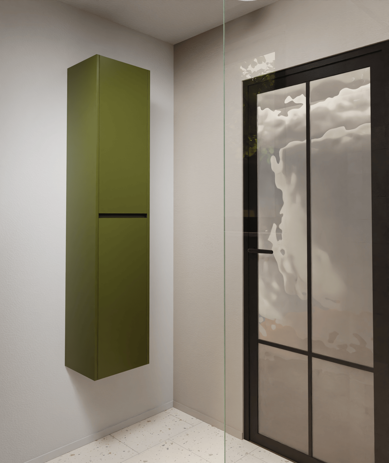 Storke Seda zwevend badkamerkast olijfgroen 40 x 35 x 170 cm