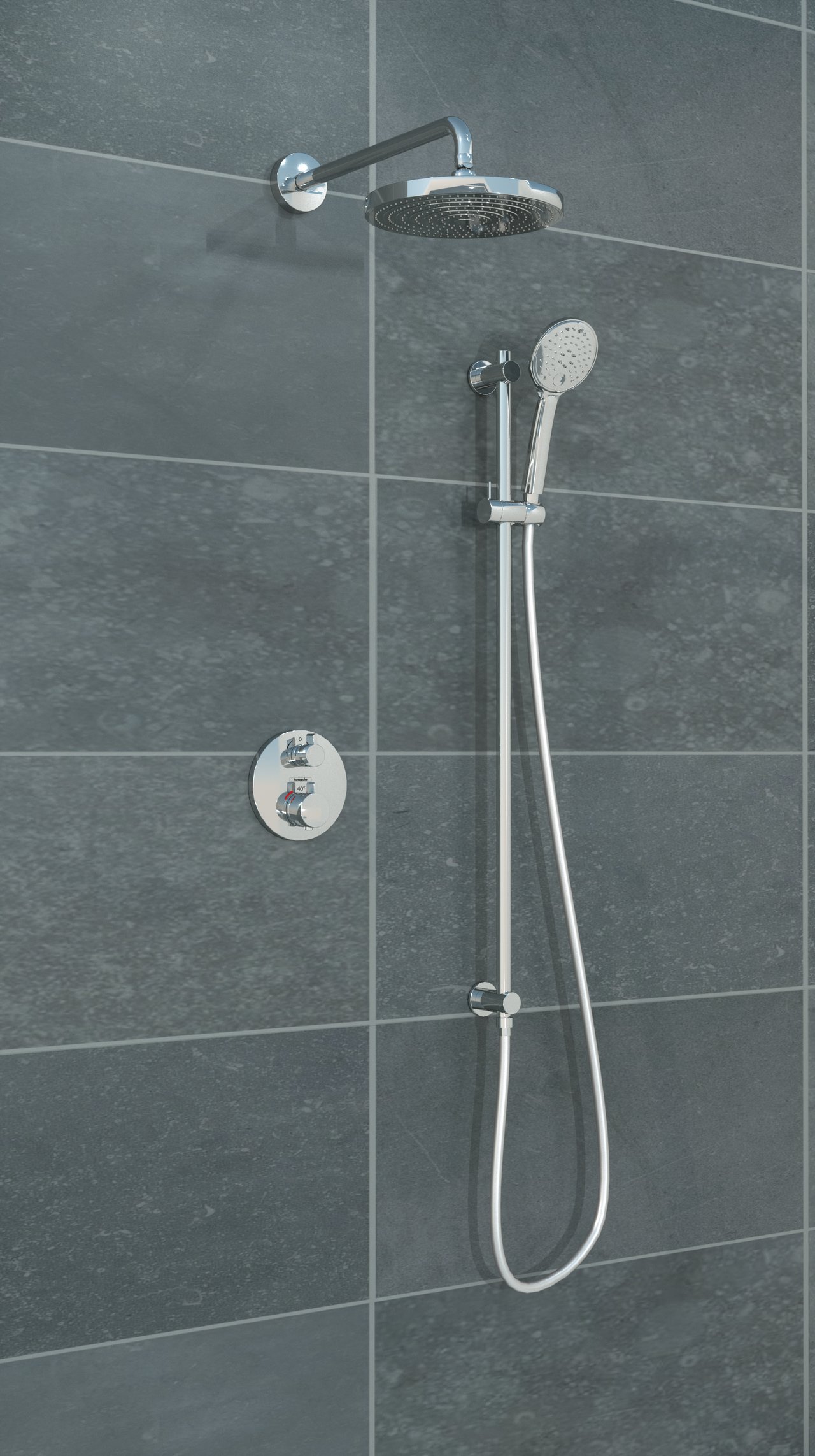 Hansgrohe Ecostat S thermostatische inbouw regendoucheset met ronde regendouchekop 24 cm Glanzend Chroom