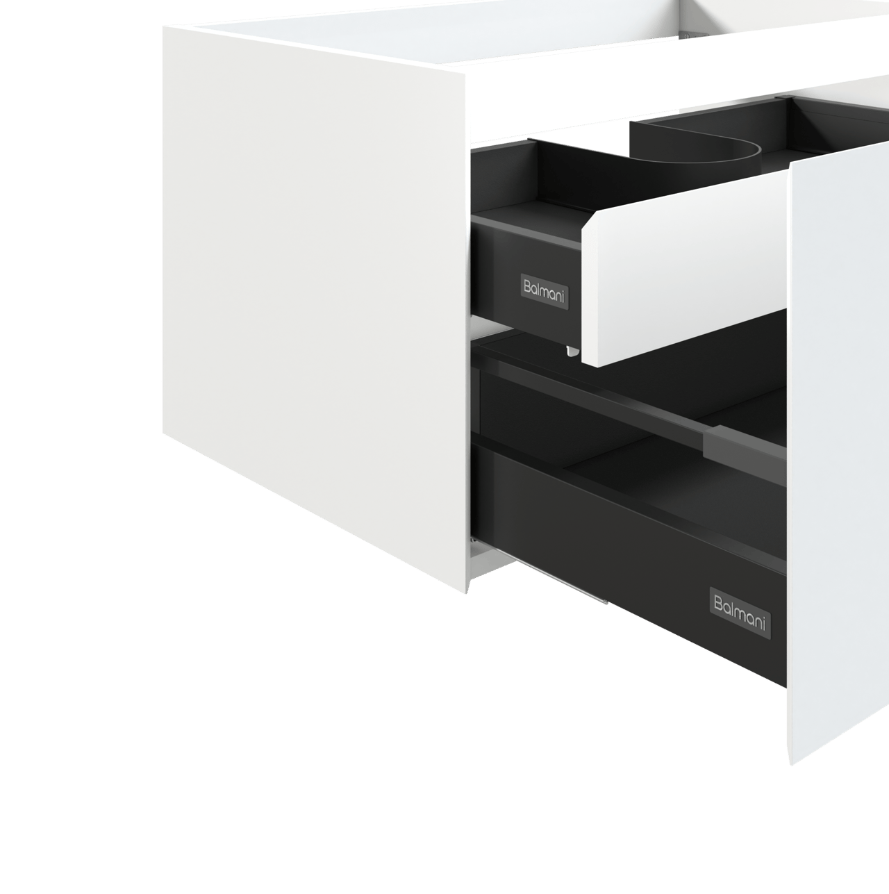 Balmani Idra hängender Waschbeckenunterschrank: 120 x 55 cm, Weiß matt, 2 Schubladen