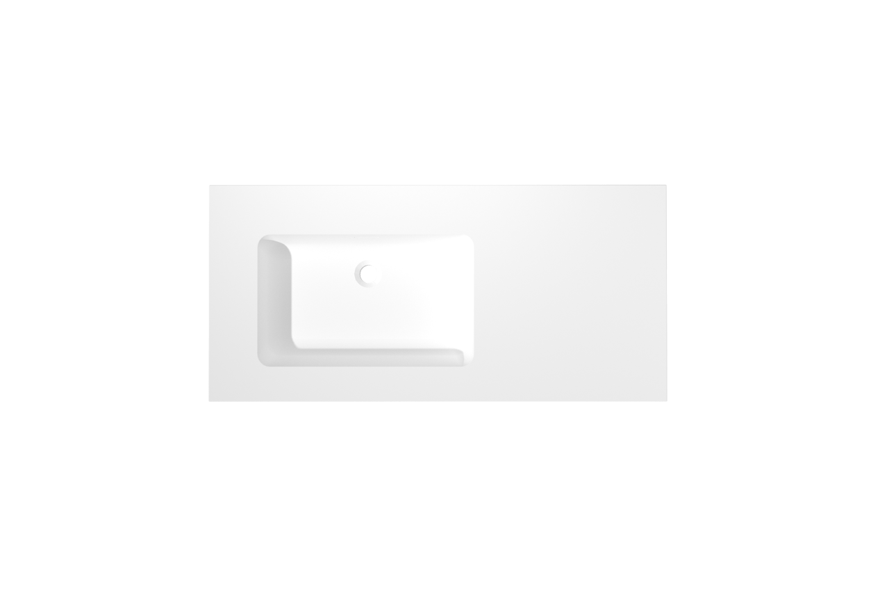 Storke Mata Waschtisch, links, Solid Surface matt, 110 x 52 cm, Schrankkombination 35 cm