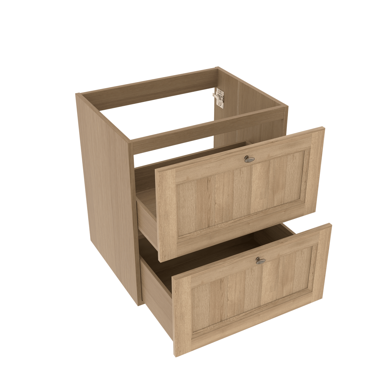 Balmani Lemon stehender Waschbeckenunterschrank: 67,5 x 55 cm, Eiche verwittert, 2 Schubladen