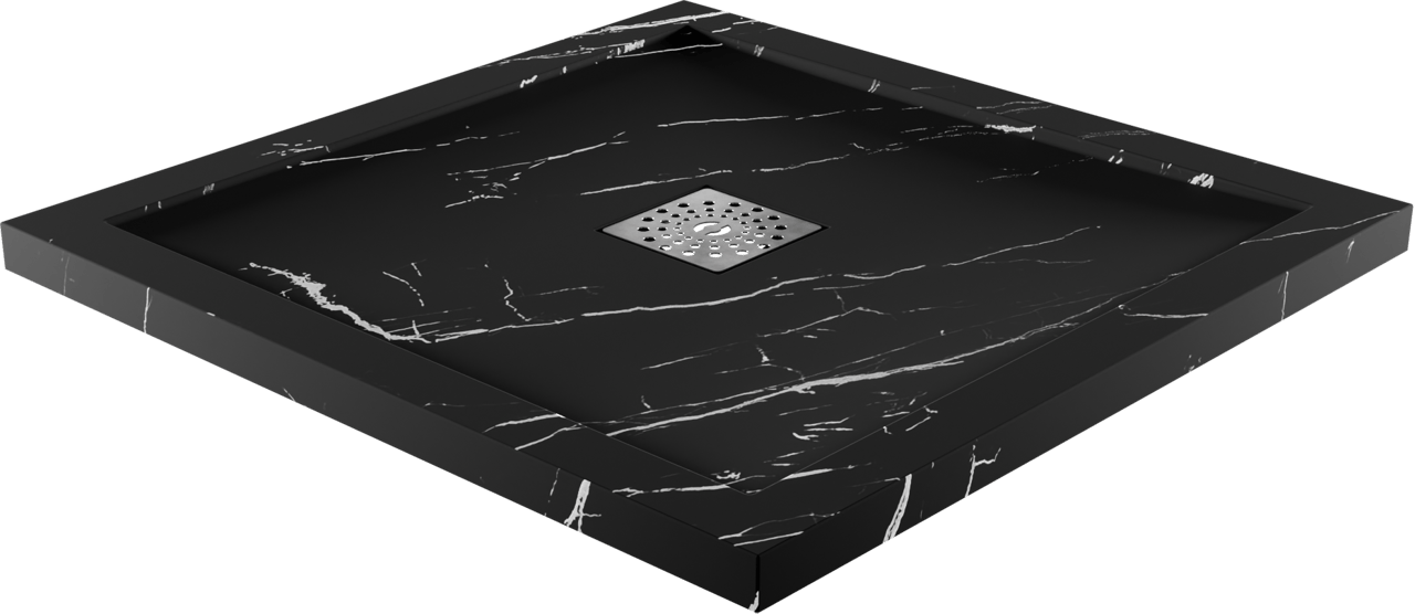Linie Lido receveur de douche 80 x 80 cm marbre composite aspect marbre noir texture ardoise