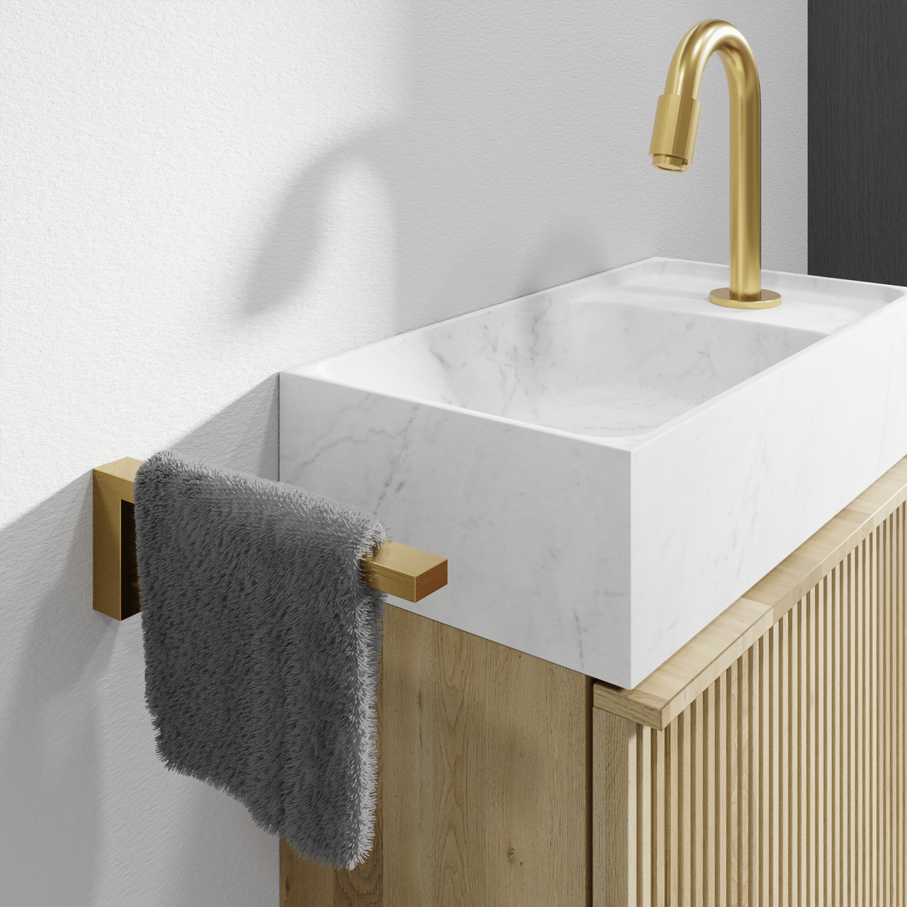 Blaufoss Noma Small Handdoekhouder Brushed Gold 19cm