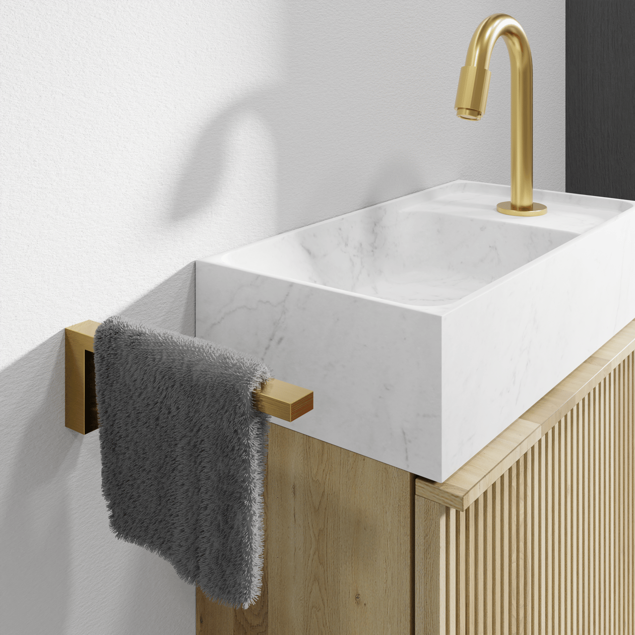 Blaufoss Noma Small handdoekhouder Brushed Gold 19cm