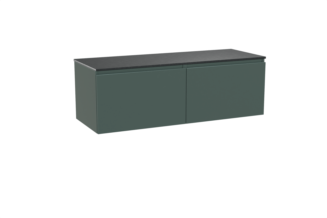 Balmani Sfera meuble salle de bains suspendu 150 x 55 cm forest avec Stretto tablette simple ou double en granit noir