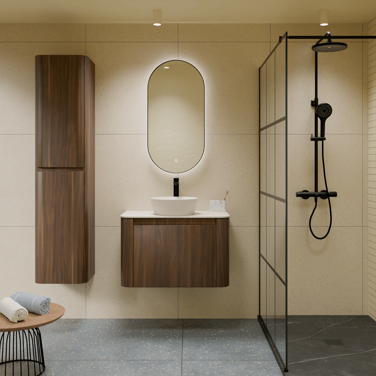 Storke Soft zwevende wastafelonderkast 80 x 46 cm Notelaar 2 lades