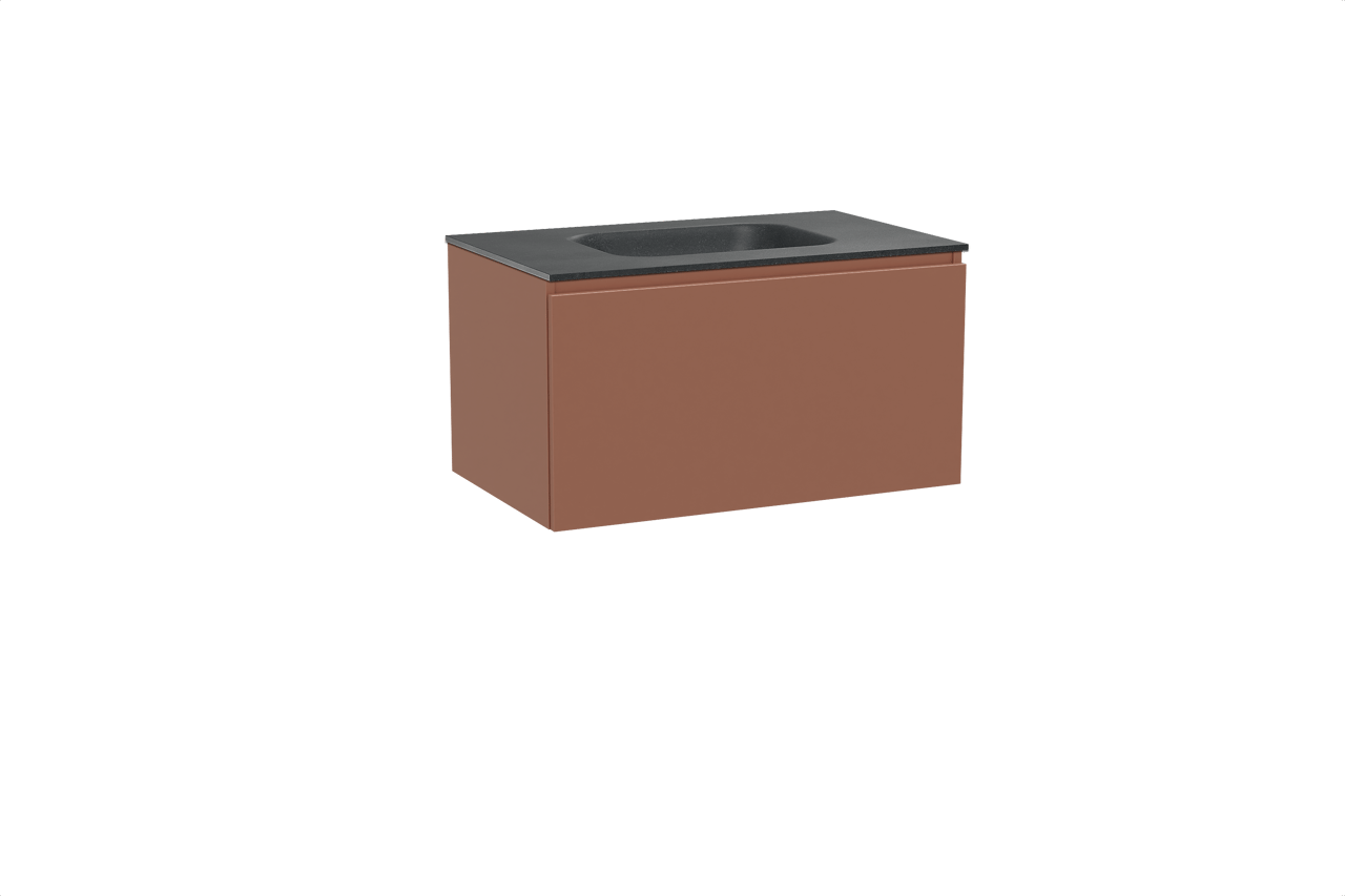 Balmani Sfera zwevend badkamermeubel 90 x 55 cm cotto met Tablo Arcato enkele wastafel in graniet zwart