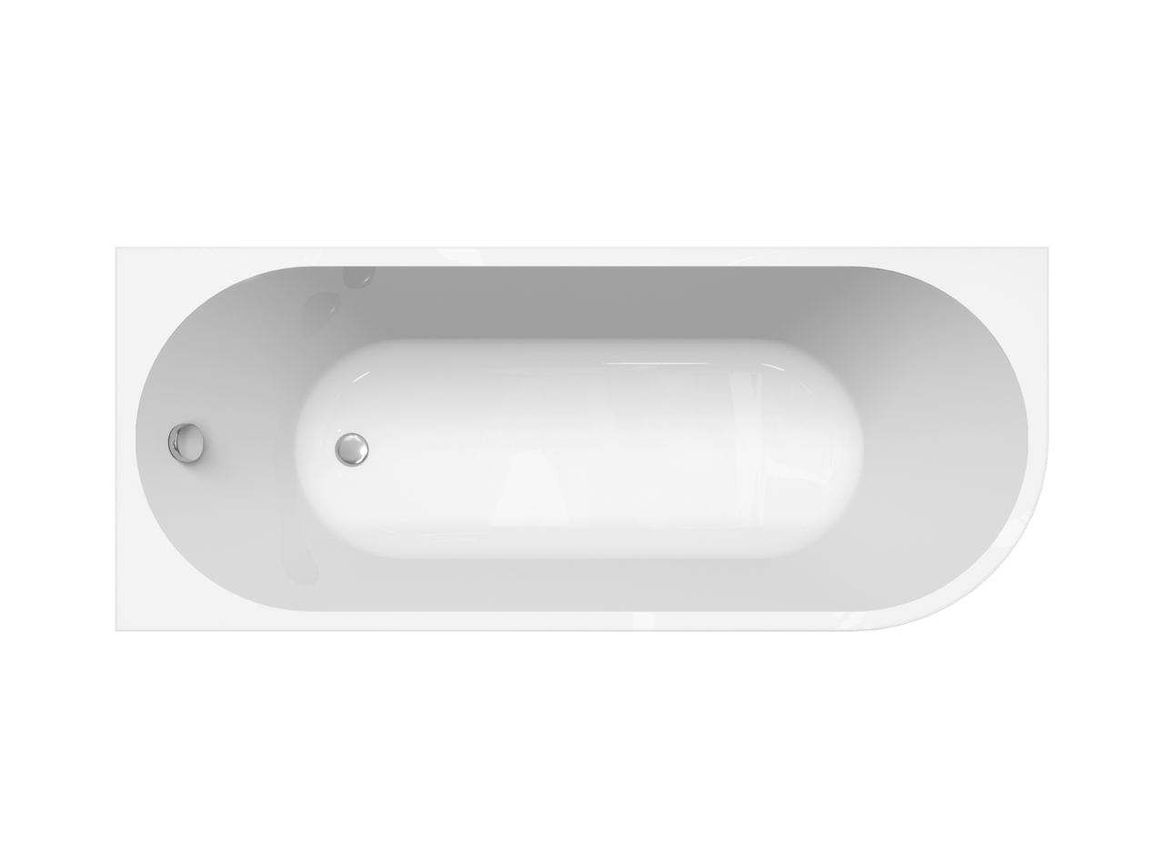 Linie Paulo eenpersoons hoekbad links 170 x 70 cm acryl Glanzend Wit