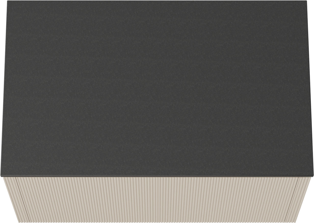 Balmani Eclips hängendes Möbelstück Set: 90 x 55 cm, Sandbeige, mit Stretto Einzel Waschtischplatte Granit poliert, Vertikale symmetrische gerade Rippe