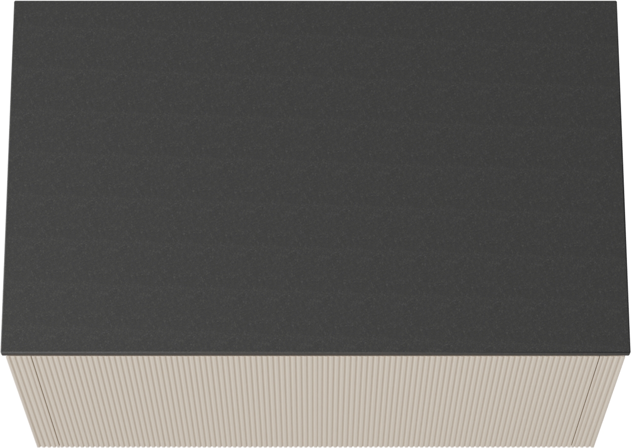 Balmani Eclips meuble salle de bains suspendu 90 x 55 cm Sandbeige avec Stretto tablette simple en Granit noir, Nervure droite symétrique verticale