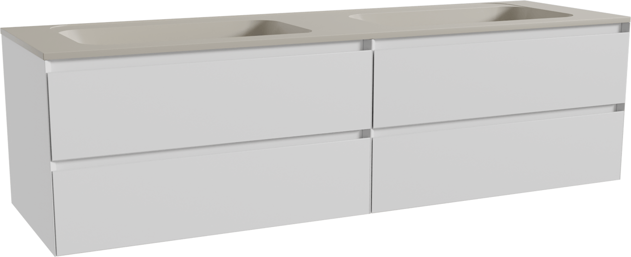 Balmani Mitra meuble salle de bains suspendu 180 x 55 cm blanc mat avec Tablo Strada double vasque en marbre composite soie grise