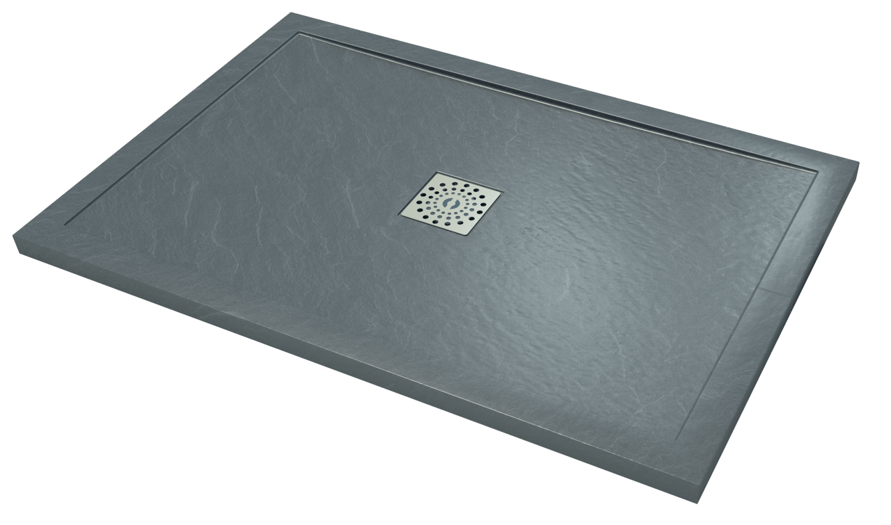 Linie Lido receveur de douche 120 x 80 cm marbre composite gris foncé structure en ardoise