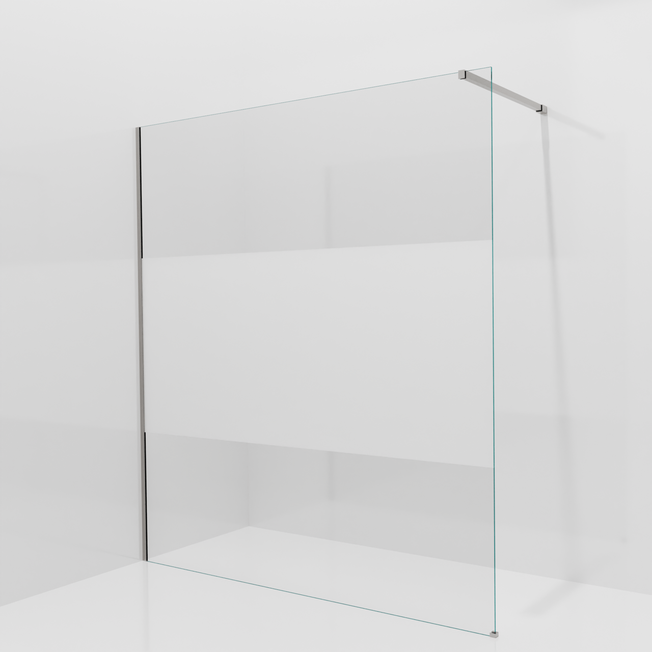 Balmani Modular Walk-In Dusche: 180 x 200 cm, Klarglas mit mattiertem Streifen, inklusive Coating, Profil Brushed Inox