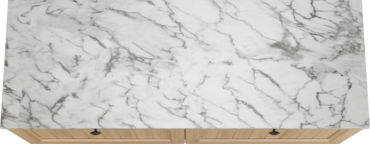 Balmani Lemon zwevend badkamermeubel 150 x 55 cm, fineer natuur eik met Stretto enkel of dubbel tablet in carrara