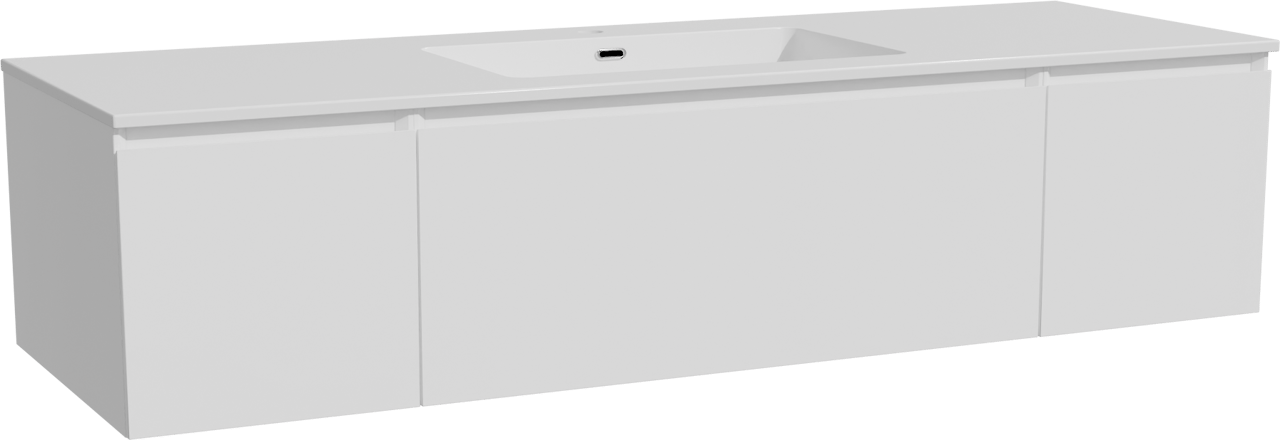 Storke Edge zwevend badmeubel 155 x 52 cm hoogglans wit met Diva enkele wastafel in composietmarmer hoogglans wit