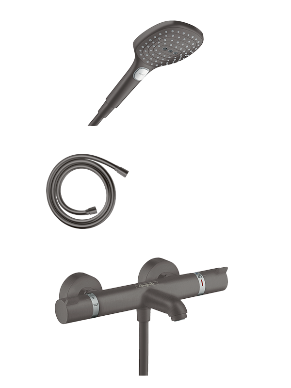 Hansgrohe Ecostat Comfort Opbouw badkraan brushed black chrome Incl. handdoucheset