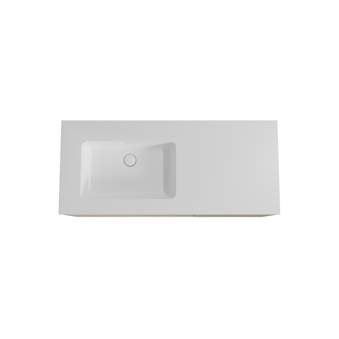 Storke Ribs hängendes Möbelstück Set: 120 x 52 cm, Rohe Eiche, mit Mata Waschtisch links, Solid Surface, Weiß matt, Vertikale symmetrische gerade Rippe