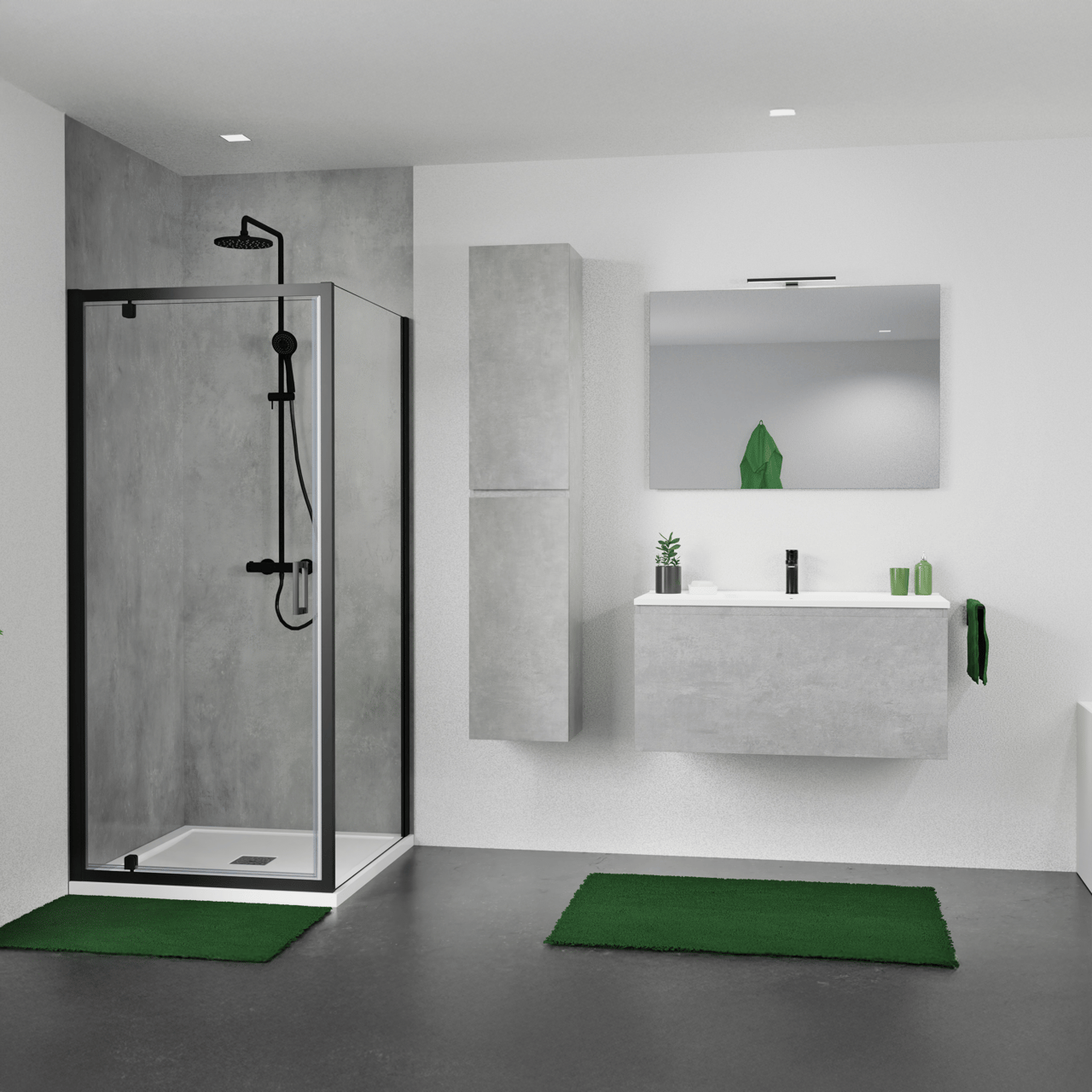 Luca Varess Vidor douchecabine met draaideur en vaste zijwand 80 x 80 cm helder glas mat zwart profiel