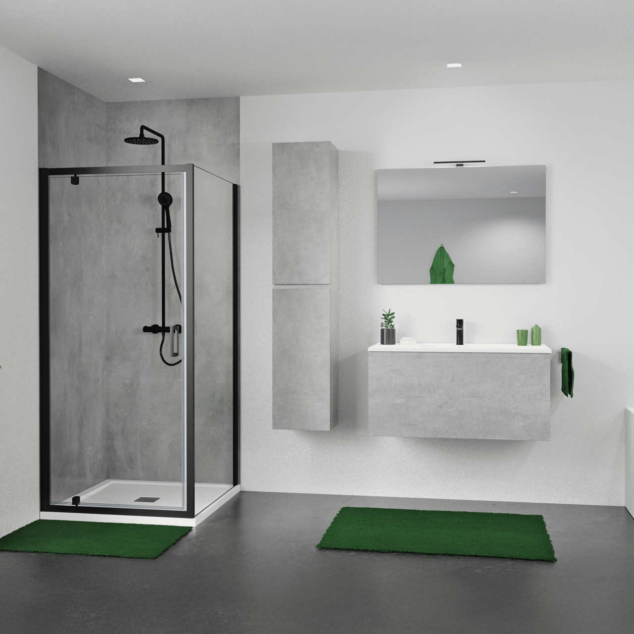 Luca Varess Vidor douchehoek met draaideur en vaste zijwand 90 x 90 cm helder glas mat zwart profiel