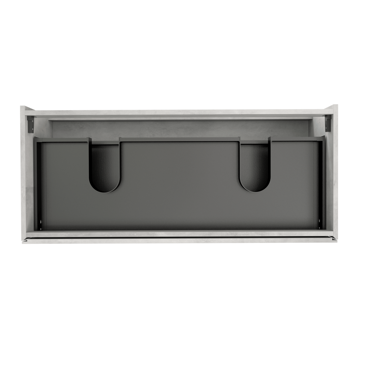 Storke Edge hängender Bad-Unterschrank, 120 x 52 cm, Beton silbergrau, 2 Schubladen, 2 Siphonaussparungen