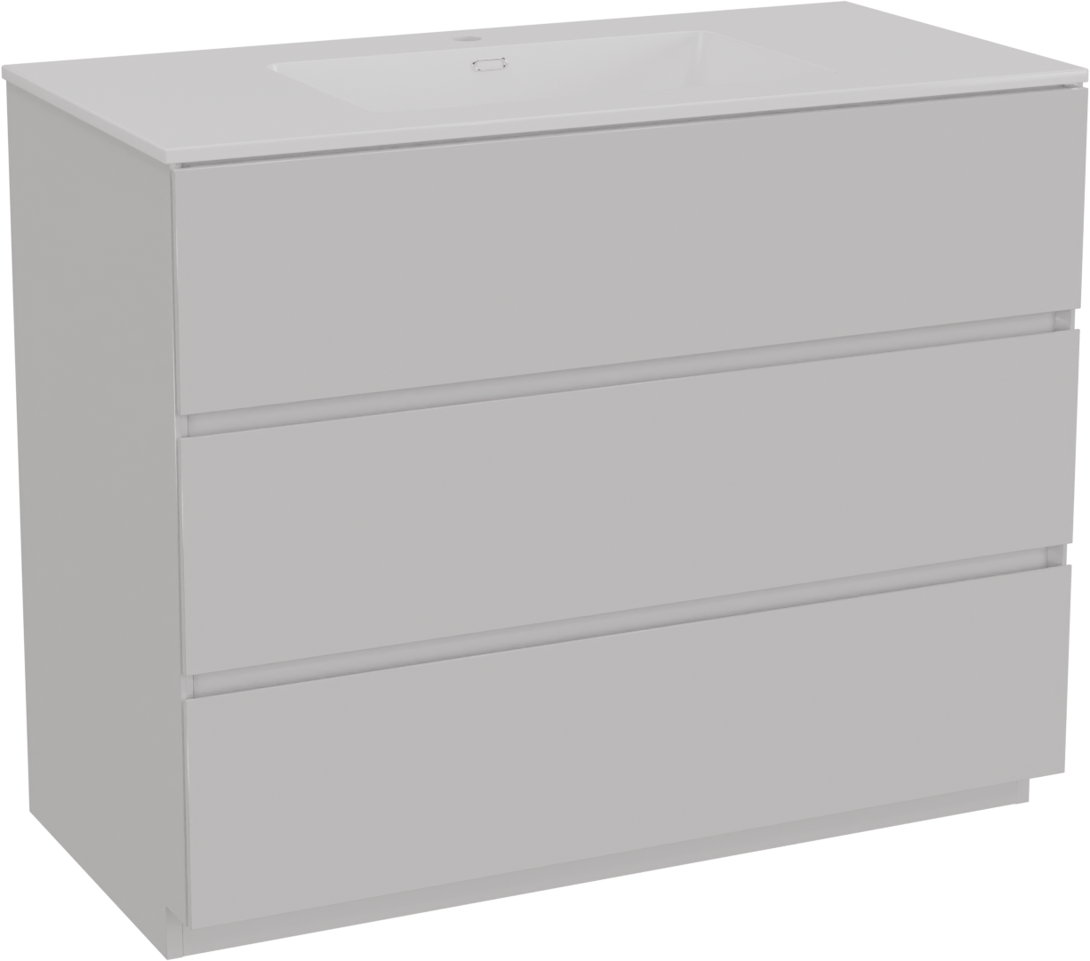 Storke Edge freistehendes Möbelstück Set: 105 x 52 cm, Weiß glänzend, mit Diva Einzelwaschtisch, Marmorkomposit Weiß glänzend