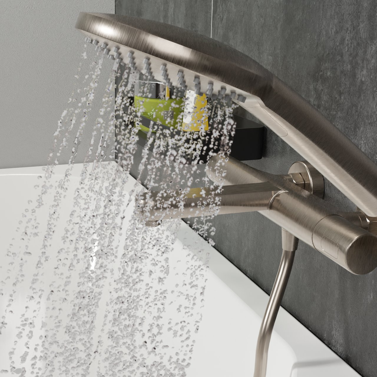 Blaufoss Round Handbrause-Set: 3jet, Brushed CoolMetal