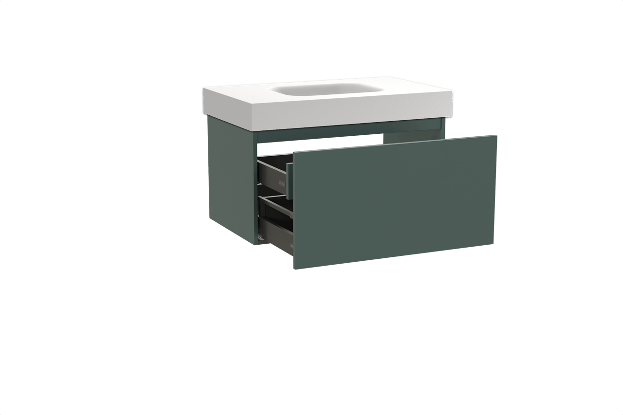 Balmani Sfera meuble salle de bains suspendu 90 x 55 cm forest avec Arcato plan simple en solid surface blanc mat