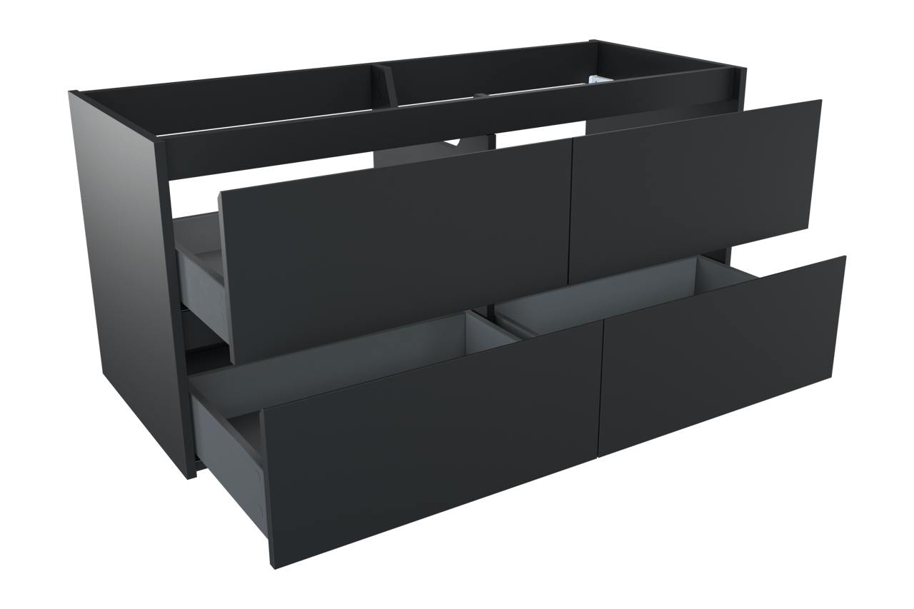 Storke Seda zwevend wastafelonderkast 130 x 52 cm Mat Zwart 4 lades