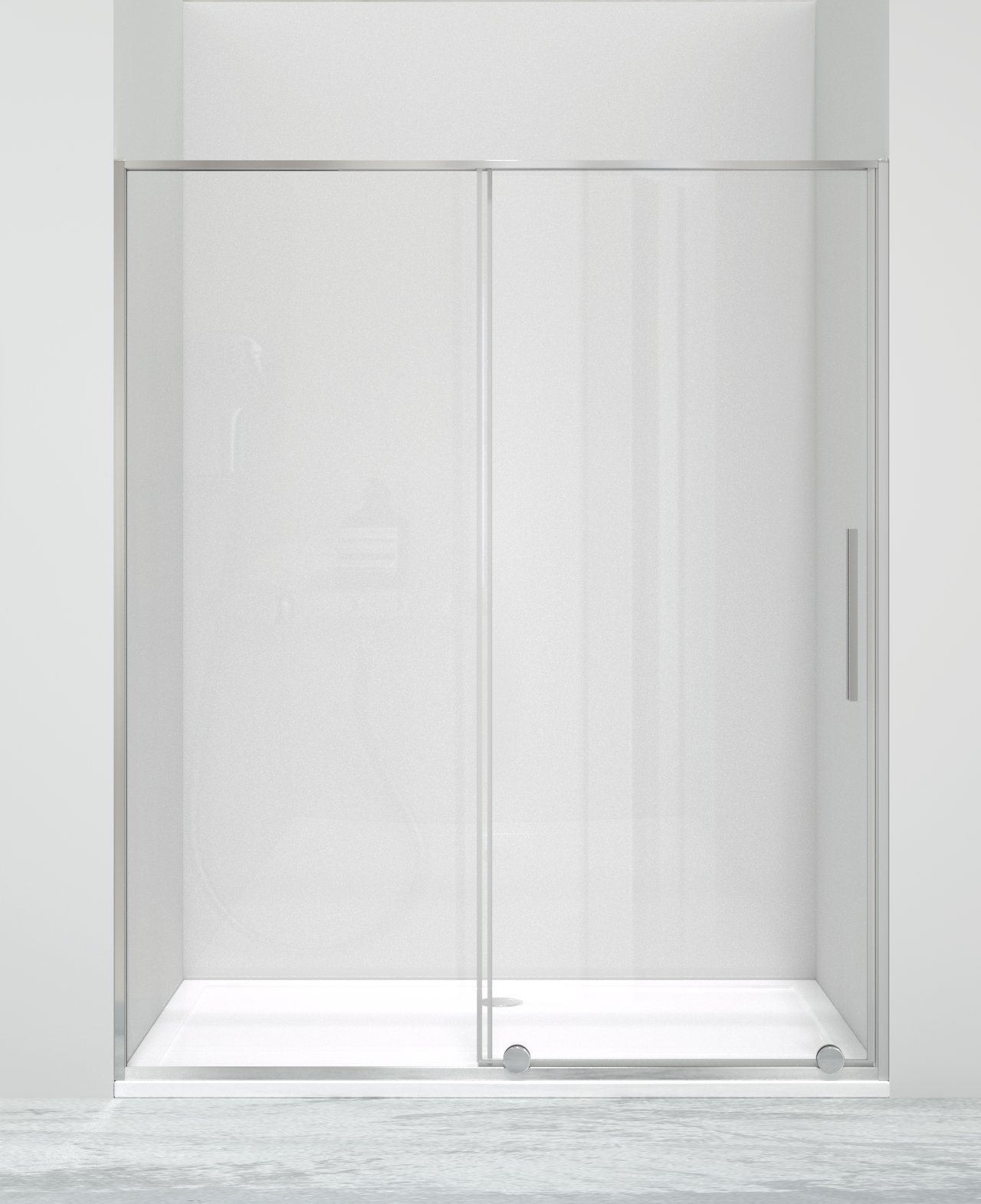 Luca Varess Morano porte coulissante 160 x 190 cm verre transparent profil chrome brillant