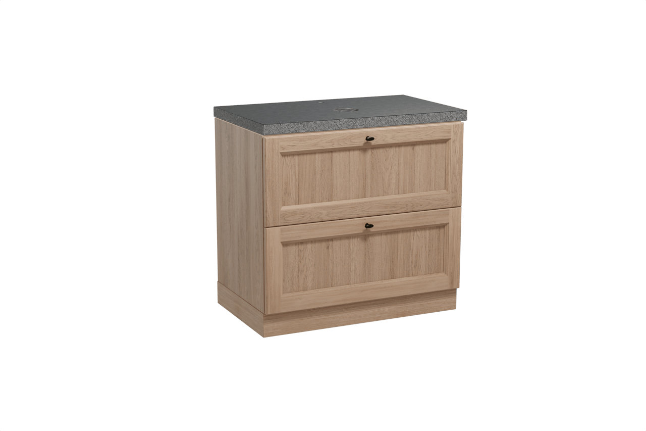 Balmani Lemon meuble salle de bains à poser 90 x 55 cm chêne vieilli avec Rock tablette simple en granit noir