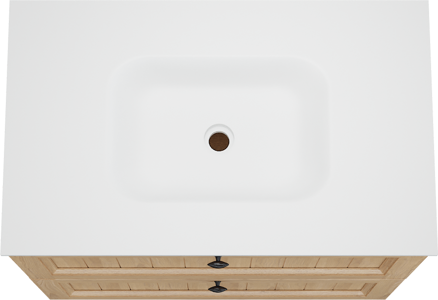 Balmani Lemon meuble salle de bains à poser 90 x 55 cm, placage chêne naturel avec Tablo Arcato plan simple en blanc mat