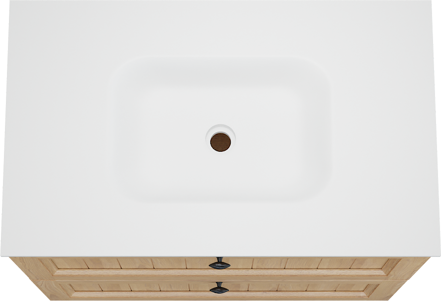 Balmani Lemon staand badkamermeubel 90 x 55 cm, fineer natuur eik met Tablo Arcato enkele wastafel in mat wit