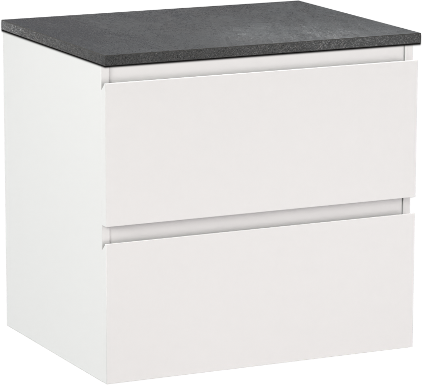 Linie Lado meuble salle de bains suspendu 60 x 46 cm blanc mat avec Lado tablette simple en mélaminé ardoise gris