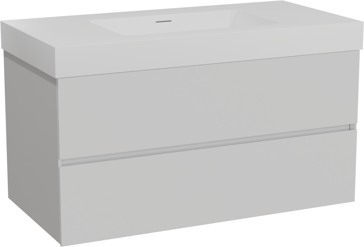 Storke Edge zwevend badmeubel 105 x 52 cm mat wit met Mata High enkele wastafel in solid surface mat wit