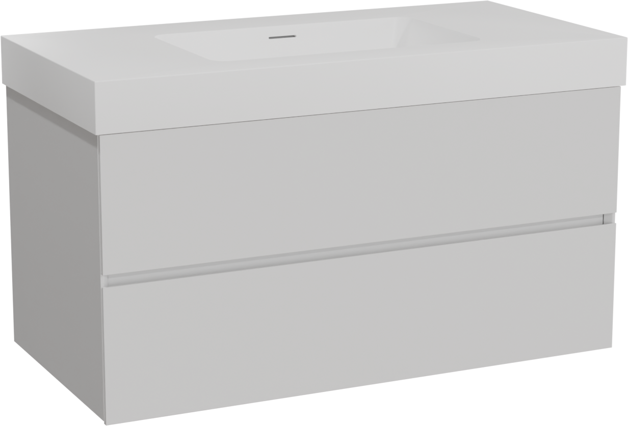 Storke Edge zwevend badmeubel 105 x 52 cm mat wit met Mata High enkele wastafel in solid surface mat wit