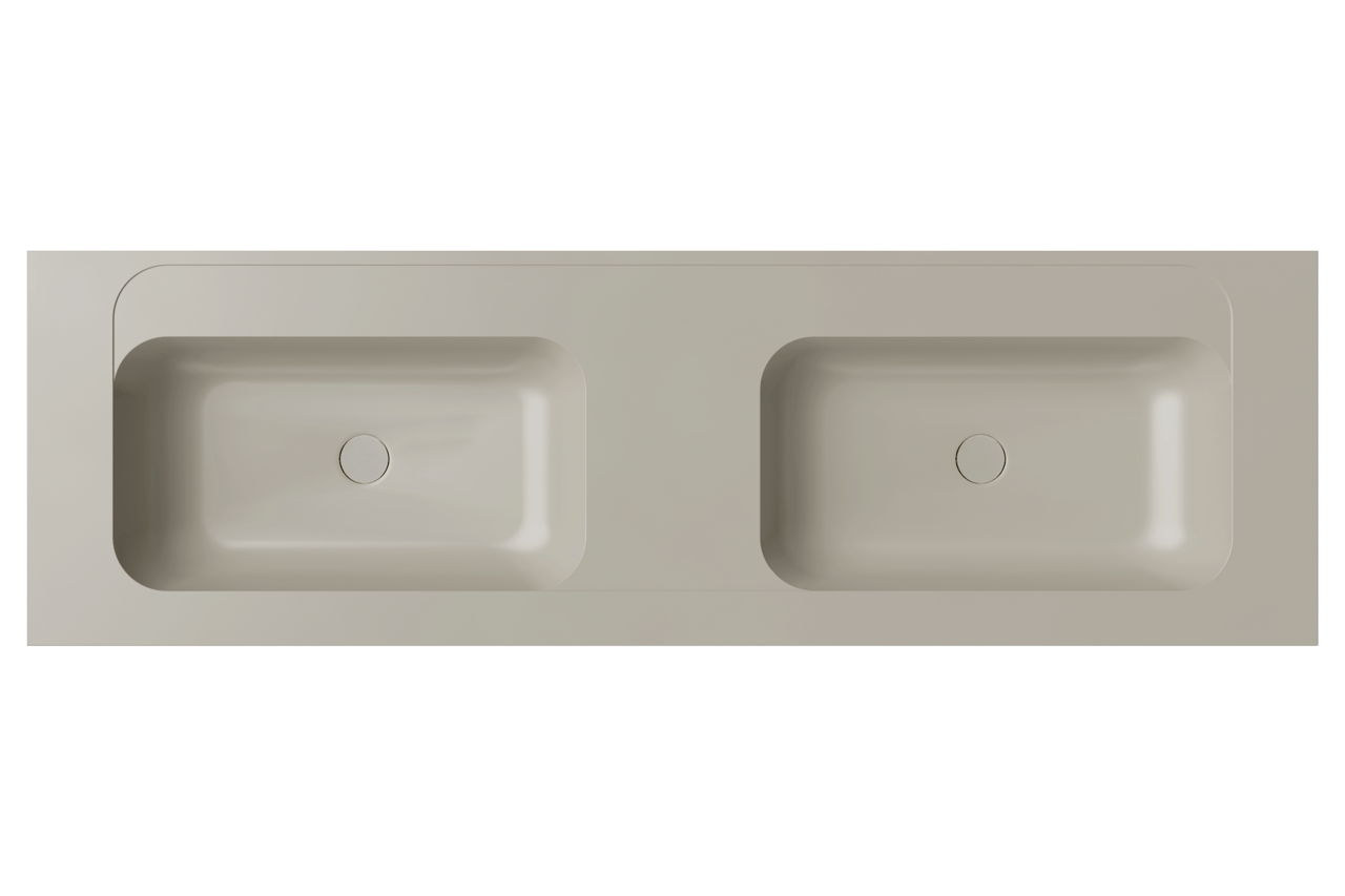 Balmani Tablo Strada double vasque top solid soie grise matte 180 x 55 cm