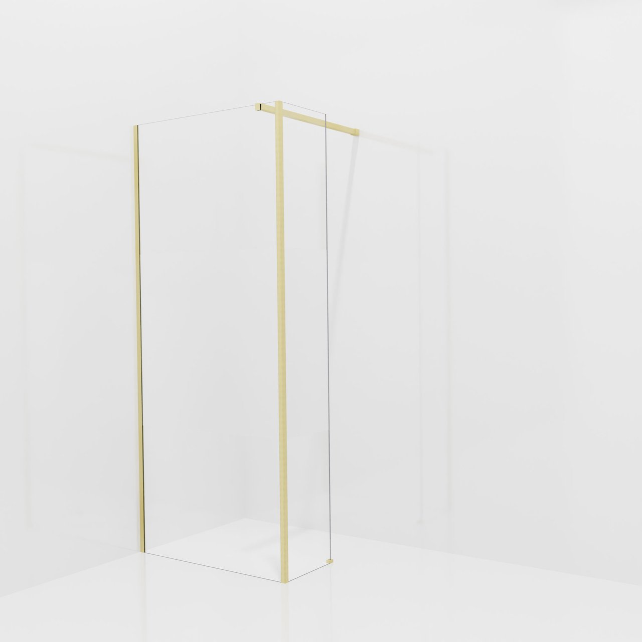 Balmani Modular Walk-In Dusche mit fester Seitenwand: 90 x 200 cm, Klarglas mit mattiertem Streifen, inklusive Coating, Profil Brushed Champagne Gold