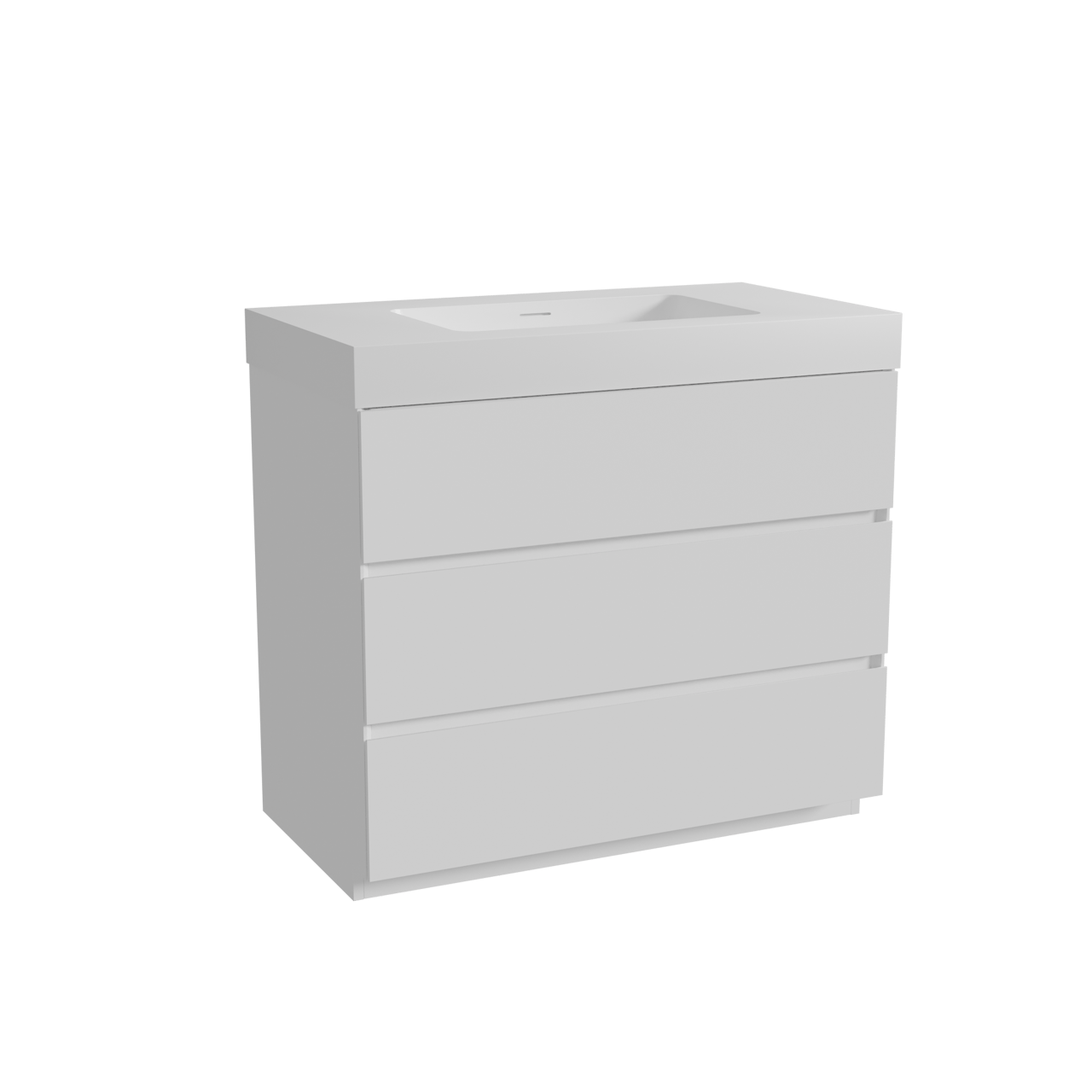 Storke Edge staand badkamermeubel 95 x 52 cm mat wit met Mata High enkele wastafel in solid surface mat wit