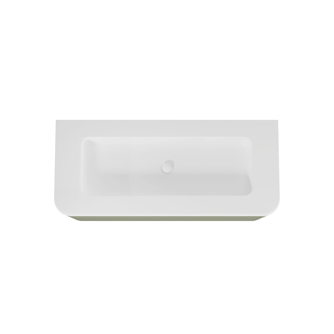 Balmani Moon zwevend badkamermeubel 130 x 55 cm saliegroen met Moon enkel of dubbel tablet in solid surface mat wit