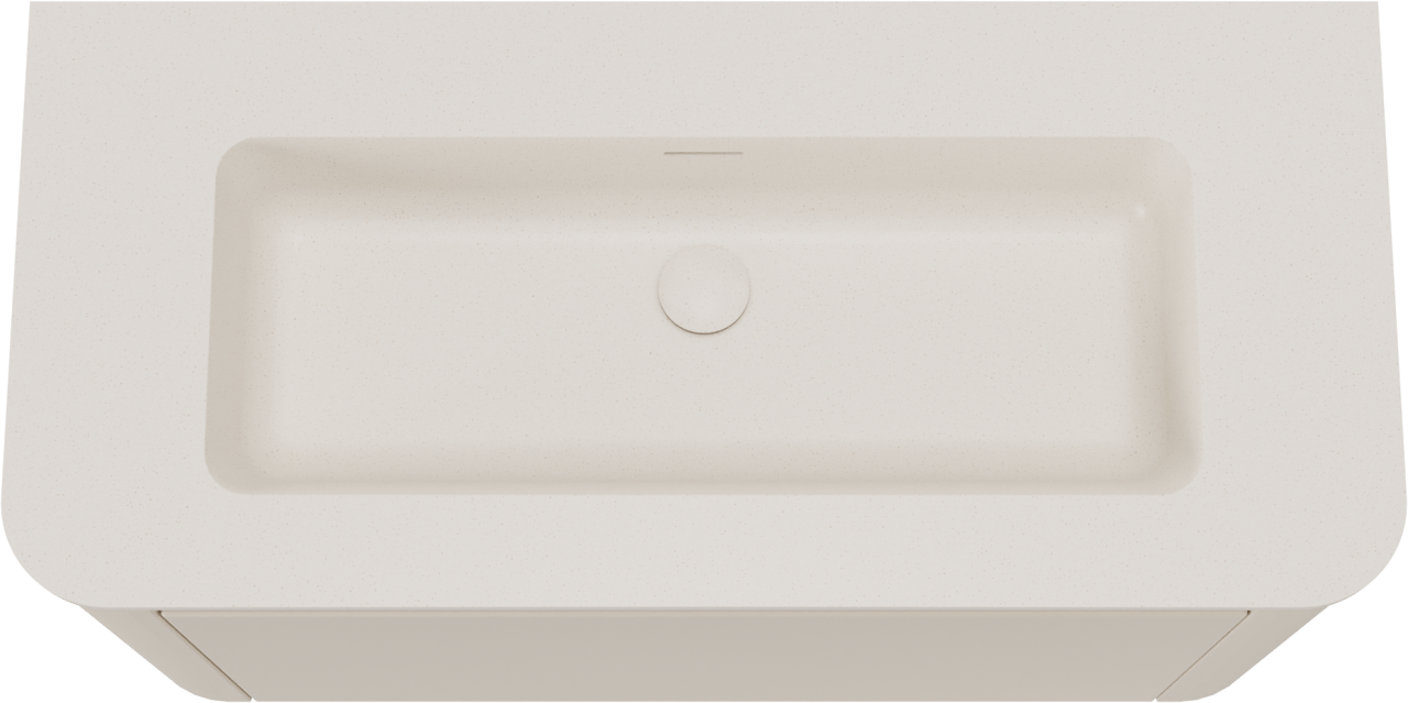 Storke Soft zwevend badkamermeubel 100 x 46 cm Sand mat met Mata Soft enkele wastafel in solid surface beige granita