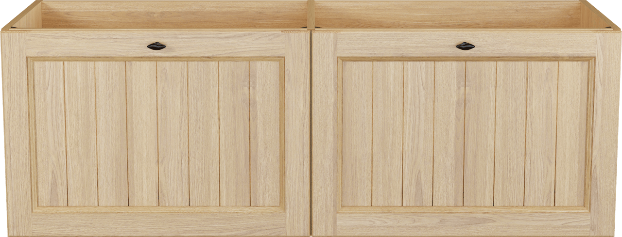 Balmani Lemon hängender Waschbeckenunterschrank: 150 x 55 cm, Naturbelassene Eiche Furnier, 4 Schubladen