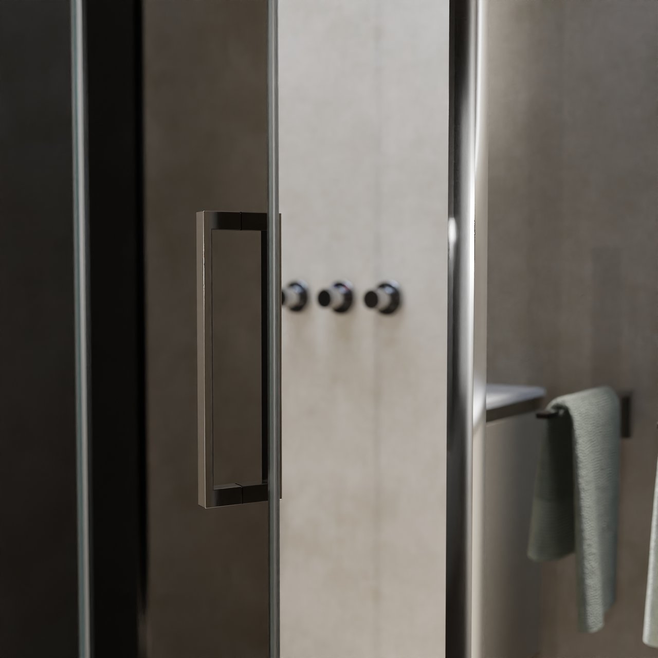 Balmani Senses Design douchecabine met linkse draaideur en vaste zijwand, 140 x 100 cm, Rookglas, Chroom profielen