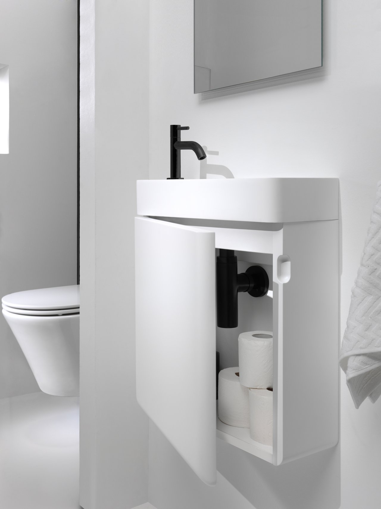 Storke Curvado zwevende fonteinkast 45 x 18 cm mat wit