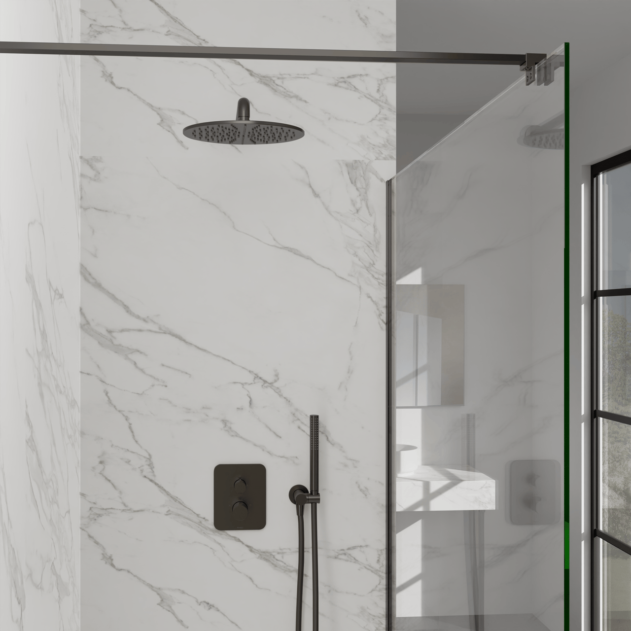 Blaufoss Smartbox Softline thermostat de douche encastré 2 fonctions Brushed GunMetal incl élément intégré