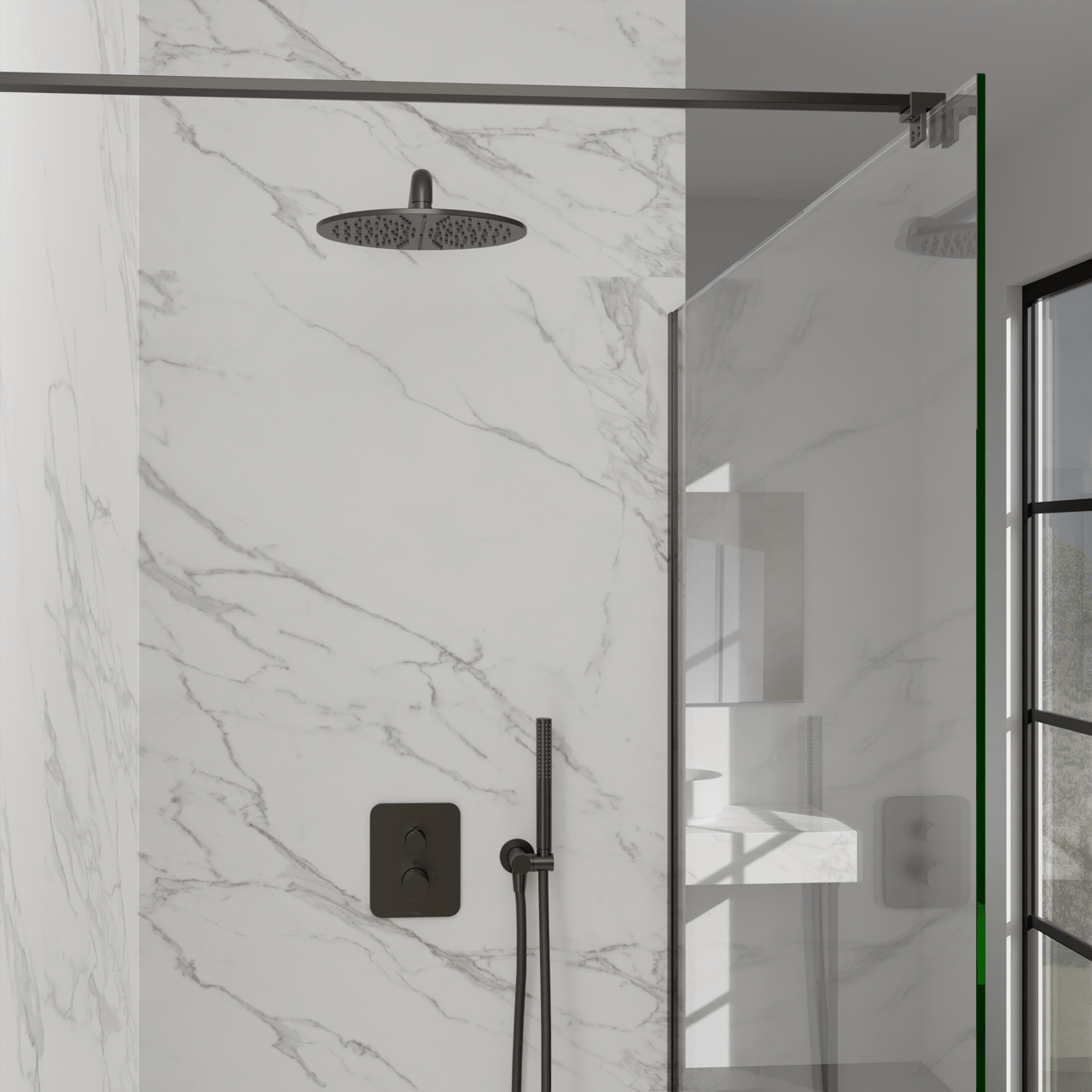 Blaufoss Smartbox Softline thermostat de douche encastré 2 fonctions Brushed GunMetal incl élément intégré